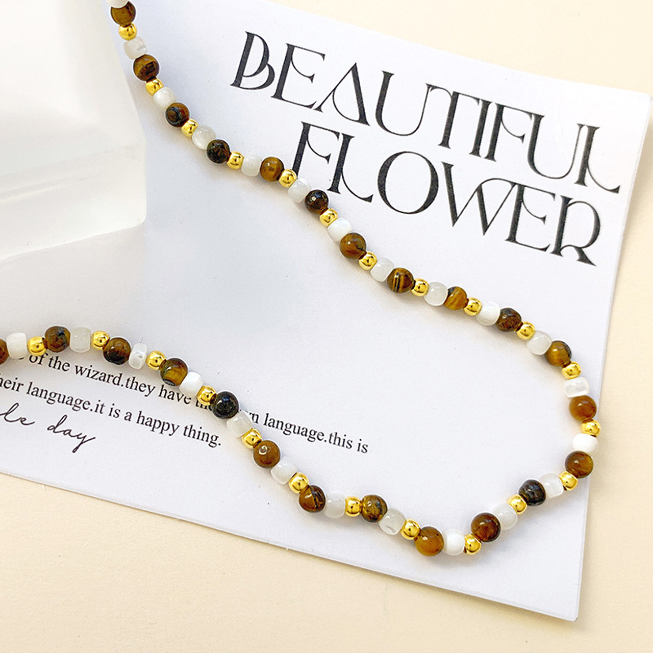 Tiger's Eye Beaded Chain Necklace